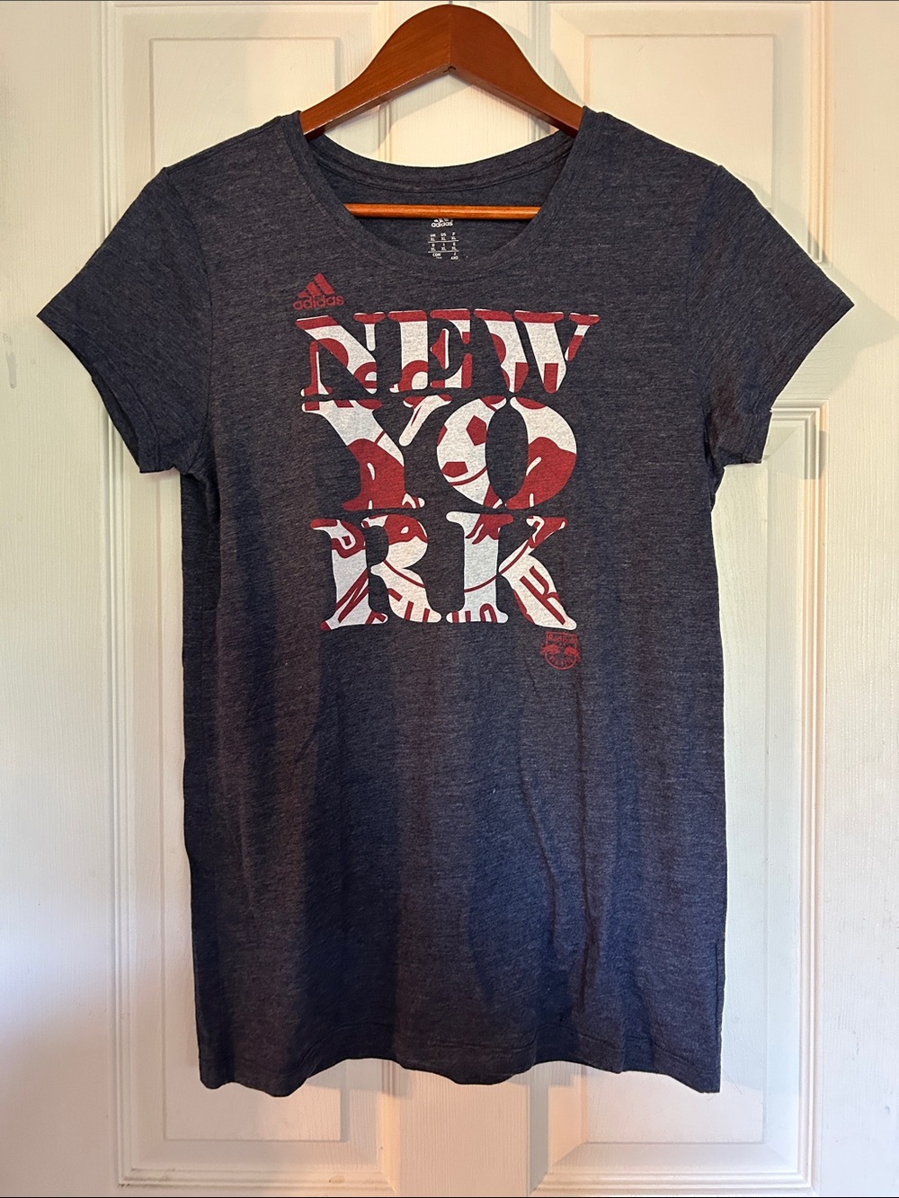 adidas Navy Short-Sleeve 'New York' Red Bulls Graphic Tee with Red Accents